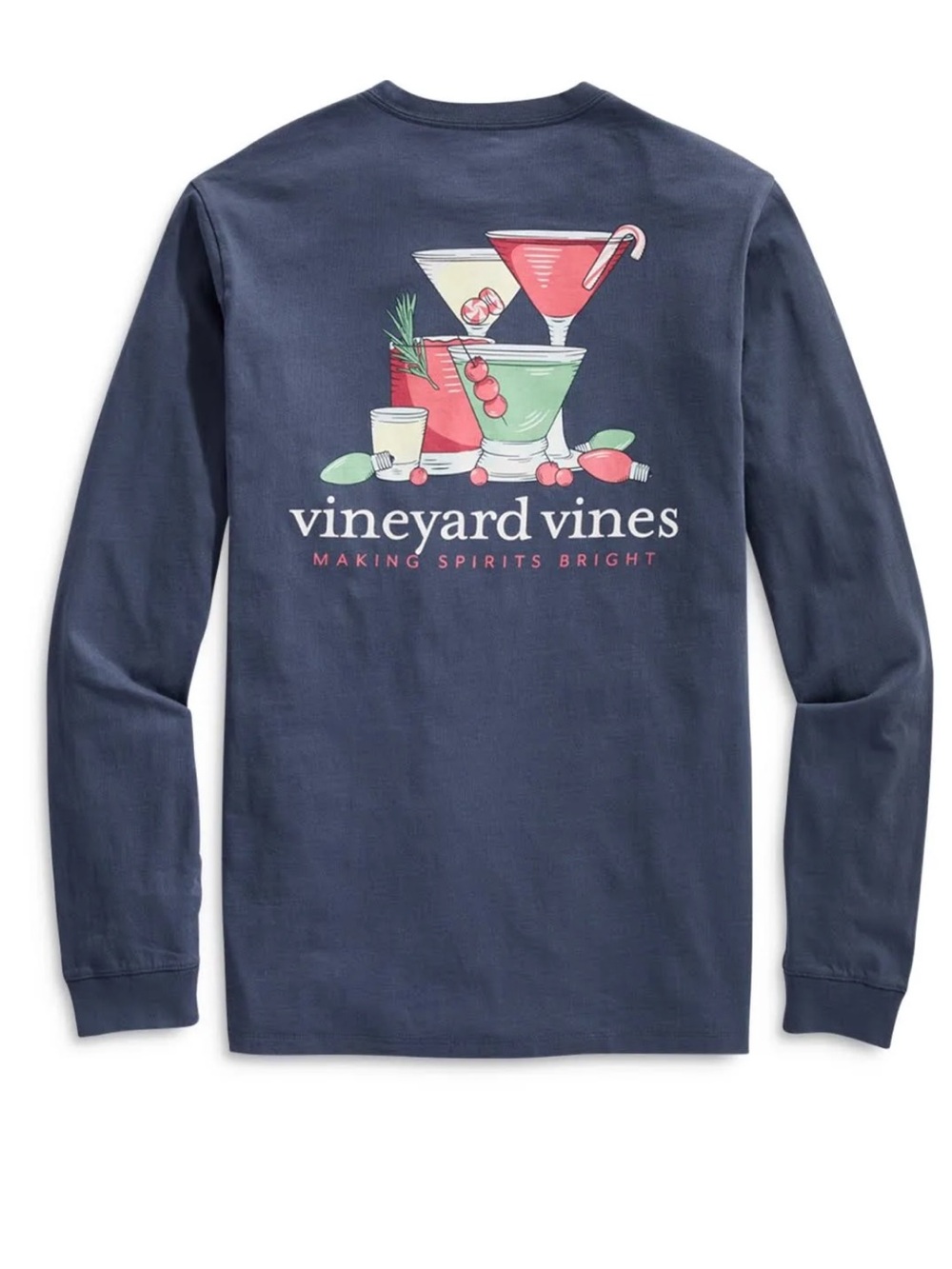 Vineyard Vines holiday long sleeve t-Shirt with pocket size medium EUC